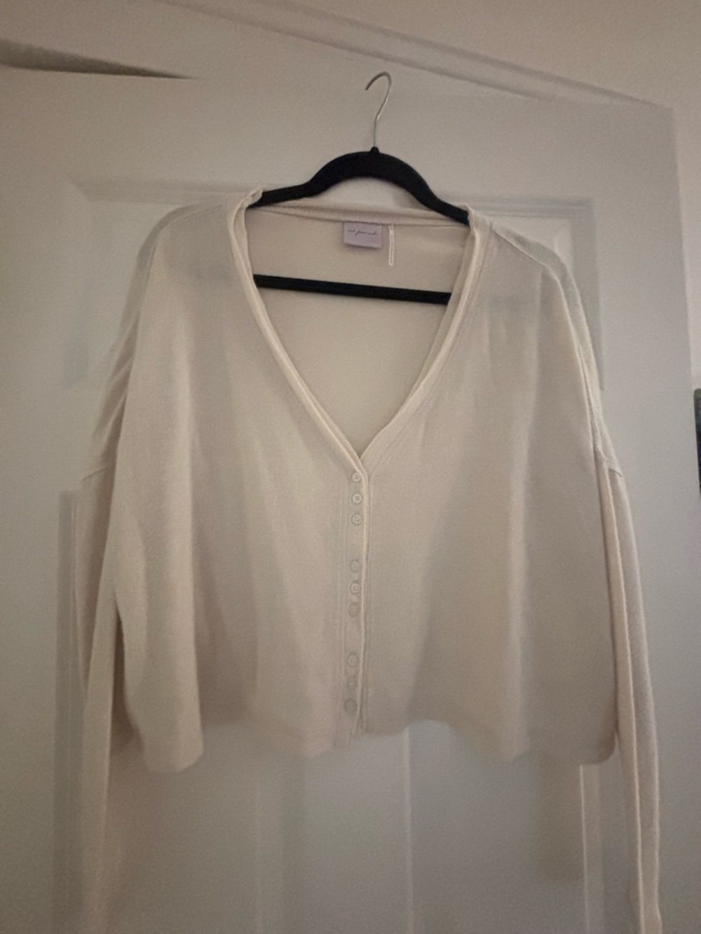 Urban Outfitters Cream V-Neck Button Front Sweater